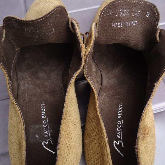 SIZE 8. BACCO BUCCI perforated suede leather oxford dress shoes. main image 11